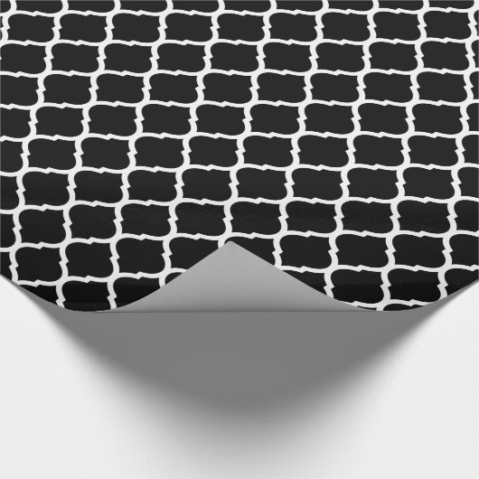 Schwarz-Weiß-Marokkanisch-Quatrefolie Geschenkpapier (Ecke)