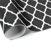 Schwarz-Weiß-Marokkanisch-Quatrefolie Geschenkpapier (Rolleneckpunkt)