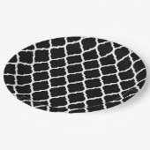 Schwarz-Weiß-Marokkanisch-Quatrefolie Pappteller (Schrägansicht)