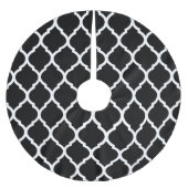 Schwarz-Weiß-Marokkanisch-Quatrefolie Polyester Weihnachtsbaumdecke (Vorderseite)