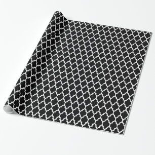 Schwarz Weiß Marokkanisches Vierblatt-Muster #4 Geschenkpapier