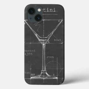 Schwarz-Weiß-Martini-Glas-Blueprint Case-Mate iPhone Hülle