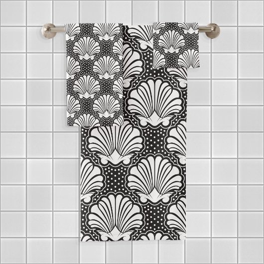 Schwarz-Weiß-Maschell Badhandtuch Set