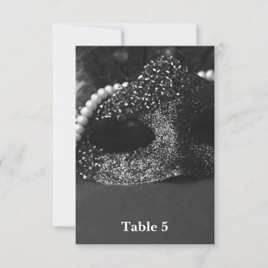 Schwarz-Weiß-Maskenmasken Perlen Tischnummer (Vorderseite)