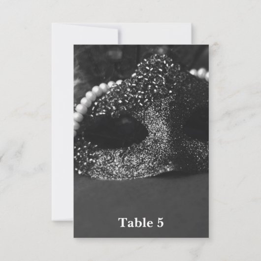 Schwarz-Weiß-Maskenmasken Perlen Tischnummer (Rückseite)