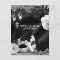 Schwarz-Weiß-Masquerade Save the Date
