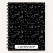 Schwarz-Weiß-Mathematikgleichungen und Symbole Mon Notizblock (Vorderseite)