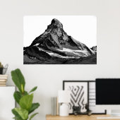 Schwarz-Weiß-Matterhorn-Nordwand Poster (Heimbüro)