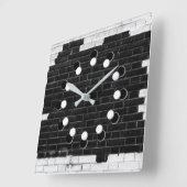 Schwarz-Weiß-Mauer Quadratische Wanduhr (Winkel)