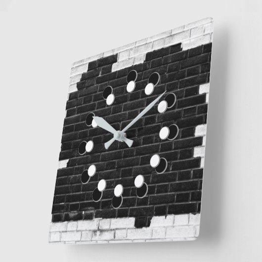 Schwarz-Weiß-Mauer Quadratische Wanduhr (Winkel)
