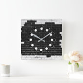 Schwarz-Weiß-Mauer Quadratische Wanduhr (Zuhause)