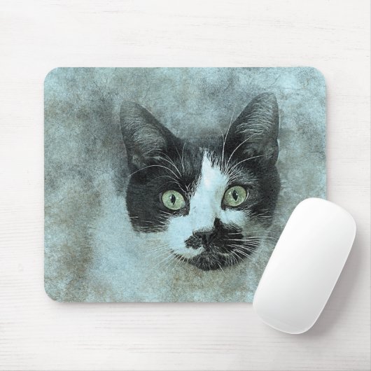 Schwarz-Weiß-Maus | ABSTRAKT | Wasserfarbe Mousepad (Mit Mouse)