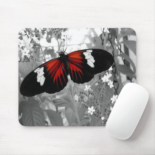 Schwarz-Weiß-Maus-Pad Roter Schmetterling Mousepad (Mit Mouse)