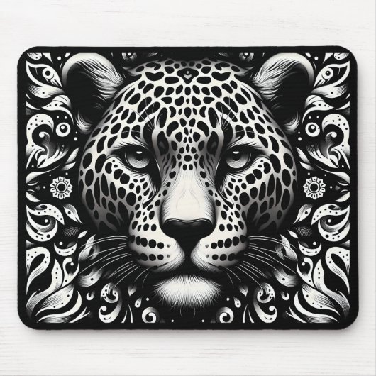 Schwarz-weiß-Mauspad mit Leopard-Muster Mousepad (Vorne)