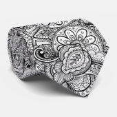 Schwarz-Weiß-Maximalist Mandala Artistic Krawatte (Gerollt)