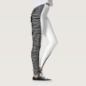 Schwarz-Weiß-Maze-Afrikanischer Muscheltuch Leggings (Rechts)