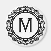 Schwarz-Weiß-Medaillon-Custom-Initial Magnet (Vorne)