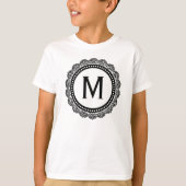 Schwarz-Weiß-Medaillon-Custom-Initial T-Shirt (Vorderseite)