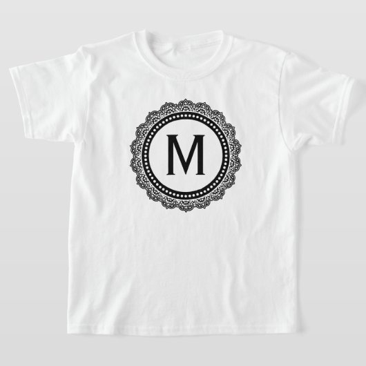 Schwarz-Weiß-Medaillon-Custom-Initial T-Shirt (Ablage )