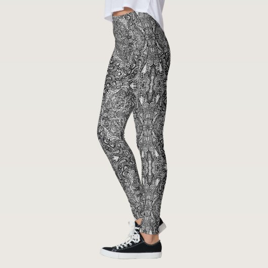 Schwarz-Weiß-Medaillon-Leggings Leggings (Links)