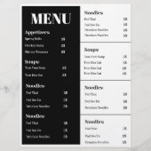 Schwarz-Weiß-Menü-Design, einfache Menügestaltung Flyer (Vorne)
