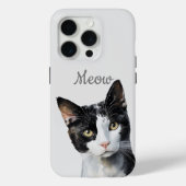 Schwarz-weiß Meow Cat Case-Mate iPhone Hülle (Rückseite)