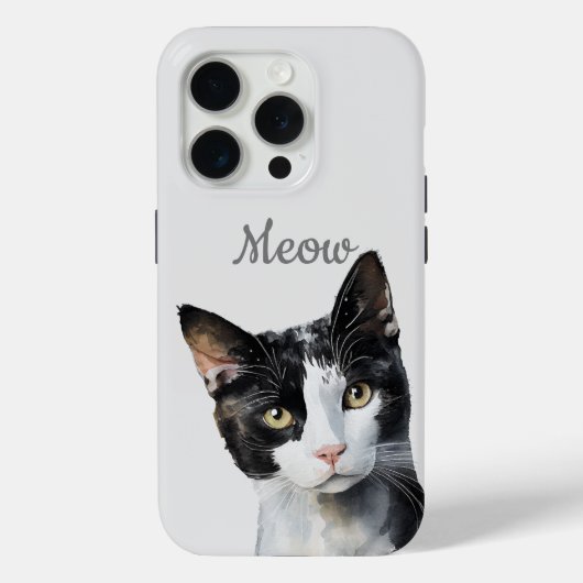 Schwarz-weiß Meow Cat Case-Mate iPhone Hülle (Rückseite)