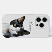Schwarz-weiß Meow Cat Case-Mate iPhone Hülle (Rückseite (Horizontal))