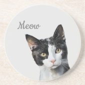 Schwarz-weiß Meow Cat Getränkeuntersetzer (Vorne)