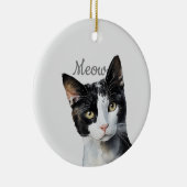 Schwarz-weiß Meow Cat Keramik Ornament (Rechts)