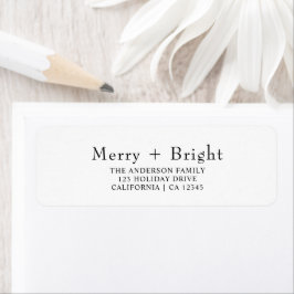 Schwarz-weiß Merry Bright Weihnachts-Rücksendeadre
