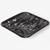 Schwarz-Weiß-Messe Burg Pappteller (Gewinkelt)