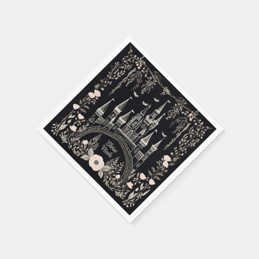 Schwarz-Weiß-Messe Burg Serviette (Ecke)