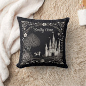 Schwarz-Weiß-Messe Schloss mit Pferd Kissen (Decke)