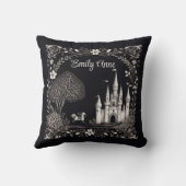 Schwarz-Weiß-Messe Schloss mit Pferd Kissen (Rückseite)