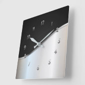 Schwarz-Weiß-Metall kontrastiert schlichtes Silber Quadratische Wanduhr (Winkel)