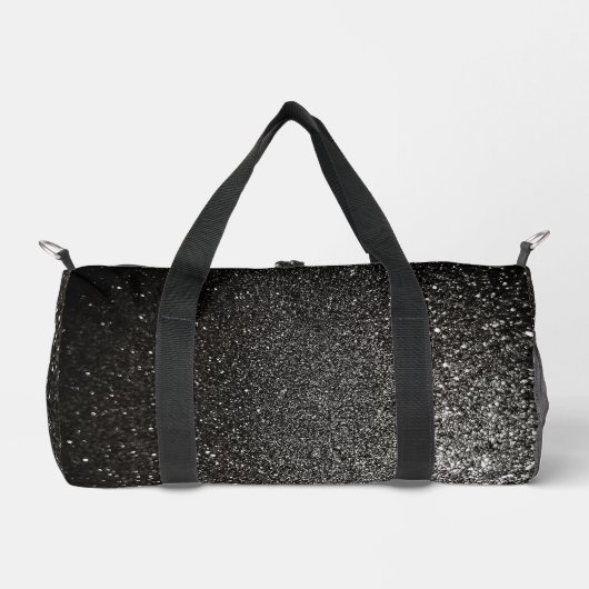 Schwarz-Weiß-Metallischer Glitzer Luxuriöser Glam Duffle Bag (Vorderseite)