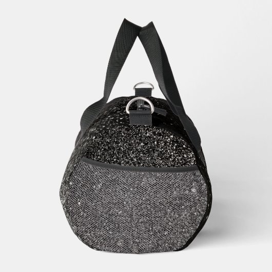 Schwarz-Weiß-Metallischer Glitzer Luxuriöser Glam Duffle Bag (Rechts)
