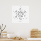 Schwarz-Weiß-Metatron-Würfel Poster (Küche)