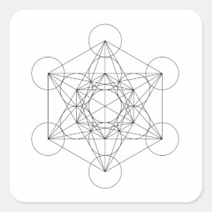 Schwarz-Weiß-Metatron-Würfel Quadratischer Aufkleber