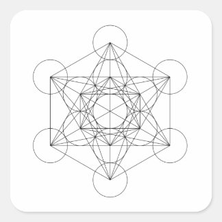 Schwarz-Weiß-Metatron-Würfel Quadratischer Aufkleber
