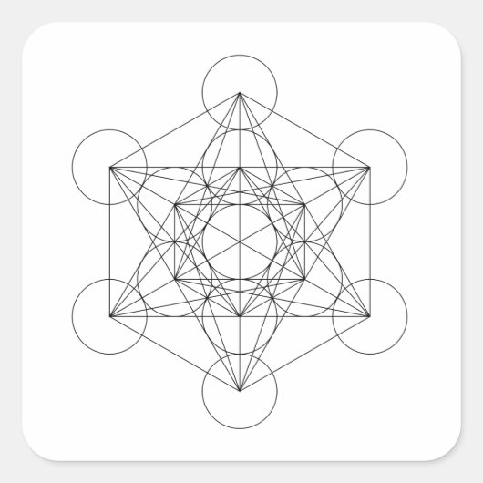 Schwarz-Weiß-Metatron-Würfel Quadratischer Aufkleber (Vorderseite)