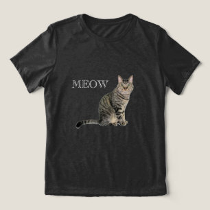Schwarz-Weiß-Miau-Katze-V-Ausschnitt-T-Shirt Tri-Blend Shirt