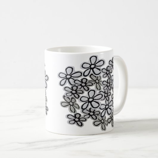 Schwarz-Weiß-Milchmuster Kaffeetasse (VorderseiteRechts)