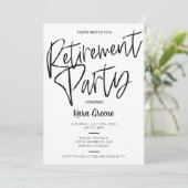 Schwarz-Weiß-Mindestruhestand-Party Einladung (Stehend Vorderseite)