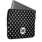 Schwarz-Weiß-Mini-Herzen-Muster-Monogramm Laptopschutzhülle (Vorne Rechts)