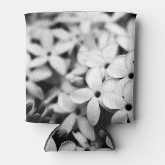 Schwarz-Weiß-Miniflorchen Dosenkühler (Vorderseite)