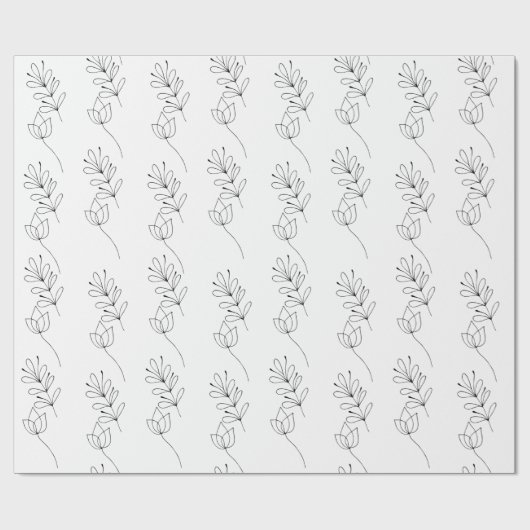 Schwarz-Weiß-Minimal-botanisches Packpapier (Flach)