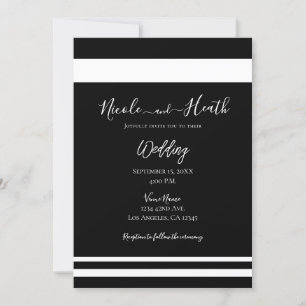 Schwarz-Weiß Minimal Chic Hochzeit Einladung