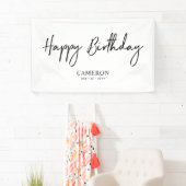 Schwarz & Weiß Minimal Custom Happy Birthday Banne Banner (Insitu)
